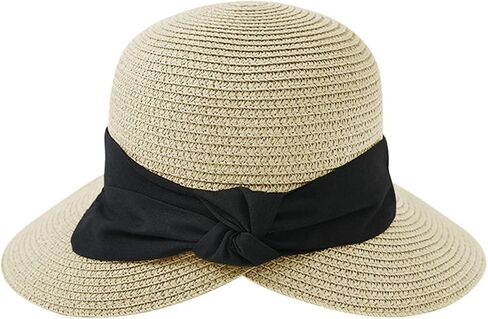 Women Wide Brim Straw Hats Summer Beach Sun Hat Foldable Ladies UV Protection Bucket Hat Ladies Packable Straw Visor Cap in Saudi Arabia
