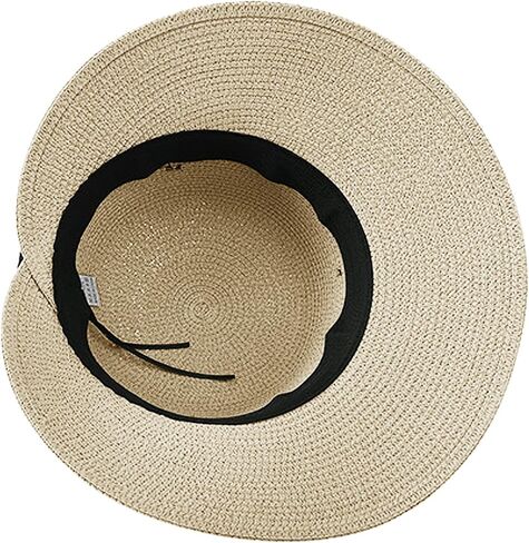 Women Wide Brim Straw Hats Summer Beach Sun Hat Foldable Ladies UV Protection Bucket Hat Ladies Packable Straw Visor Cap in Saudi Arabia
