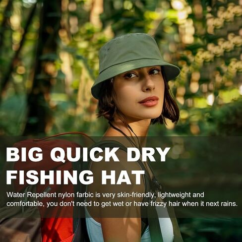 XXL Quick Dry Bucket Hat, Oversize Water Repellent Fisherman Hats, UPF 50+ Large Bucket Sun Hats for Men Women in Saudi Arabia