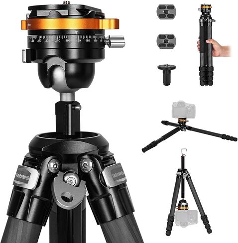 TARION Compact Travel Tripod for Camera: Portable Lightweight Camera Tripod Stand for Backpacking Unique Bowl Tripod + Ball Head Quick Release System Aluminum Photography Tripod 60in/152cm Tall QOBRA in Saudi Arabia