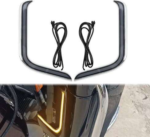 HDBUBALUS دراجة نارية أقل هدية ضوء LED بدوره إشارة أضواء الجري مناسبة ل Harley Touring Street Glide Road Glide Electra Glide FLHTK FLTRU 2006-2013 (اللون: عدسات دخان الإسكان الكروم) in Saudi Arabia