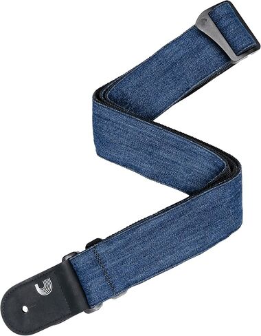 D'Addario Accessories Denim Guitar Strap - Guitar Accessories - Electric Guitar Strap, Acoustic Guitar Strap, Acoustic Electric Guitar Strap & Bass Guitar Strap - Blue in Saudi Arabia