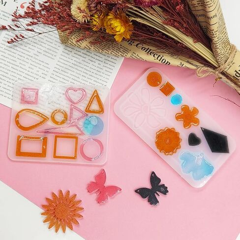 FineGood 6 Pcs Resin Jewelry Molds, Resin Earring Mold for Epoxy Resin Silicone Molds DIY Craft for Jewelry Making Pendants, Earrings, Rings in Saudi Arabia