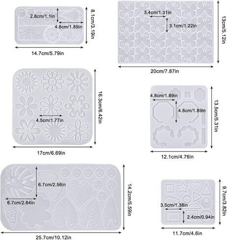 FineGood 6 Pcs Resin Jewelry Molds, Resin Earring Mold for Epoxy Resin Silicone Molds DIY Craft for Jewelry Making Pendants, Earrings, Rings in Saudi Arabia