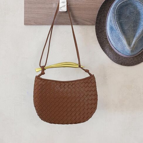 Woven Bag for Women, Vegan Leather Tote Bag Clutch Summer Beach Handbag and Purse Retro Handmade Shoulder Bag in Saudi Arabia