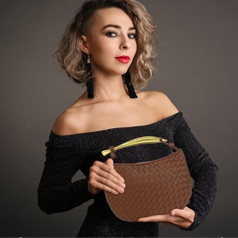 Woven Bag for Women, Vegan Leather Tote Bag Clutch Summer Beach Handbag and Purse Retro Handmade Shoulder Bag in Saudi Arabia