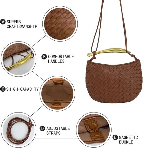 Woven Bag for Women, Vegan Leather Tote Bag Clutch Summer Beach Handbag and Purse Retro Handmade Shoulder Bag in Saudi Arabia