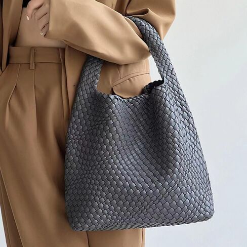 Woven Tote Bag for Women,Woven Bag Purses and Handbags,Hand-Woven Tote Handbag,Woven Shoulder Bag,Woven Leather Handbags in Saudi Arabia