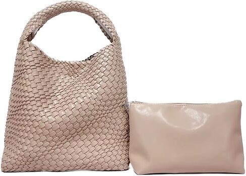Woven Tote Bag for Women,Woven Bag Purses and Handbags,Hand-Woven Tote Handbag,Woven Shoulder Bag,Woven Leather Handbags in Saudi Arabia