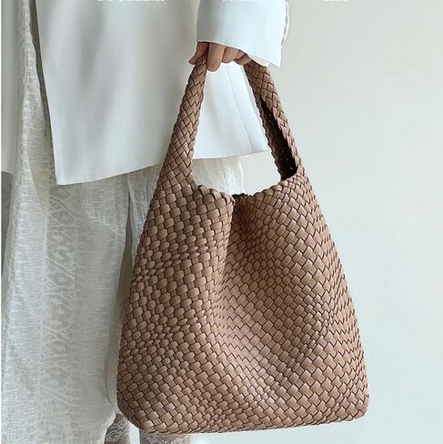 Woven Tote Bag for Women,Woven Bag Purses and Handbags,Hand-Woven Tote Handbag,Woven Shoulder Bag,Woven Leather Handbags in Saudi Arabia