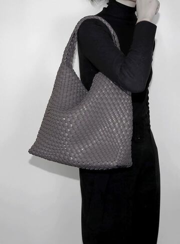 Woven Tote Bag for Women,Woven Bag Purses and Handbags,Hand-Woven Tote Handbag,Woven Shoulder Bag,Woven Leather Handbags in Saudi Arabia