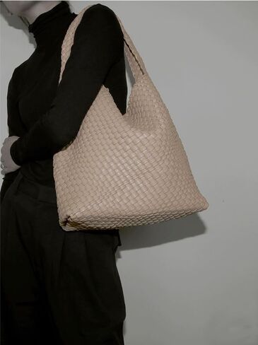 Woven Tote Bag for Women,Woven Bag Purses and Handbags,Hand-Woven Tote Handbag,Woven Shoulder Bag,Woven Leather Handbags in Saudi Arabia