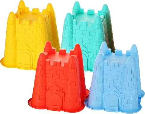 Dazmers 4 Pack Sand Castles Beach Buckets Toy Set,Colorful Sandcastle Mould Pails for Kids and Toddlers, Beach Party Summer Activities Fun (Round Castle) in Saudi Arabia