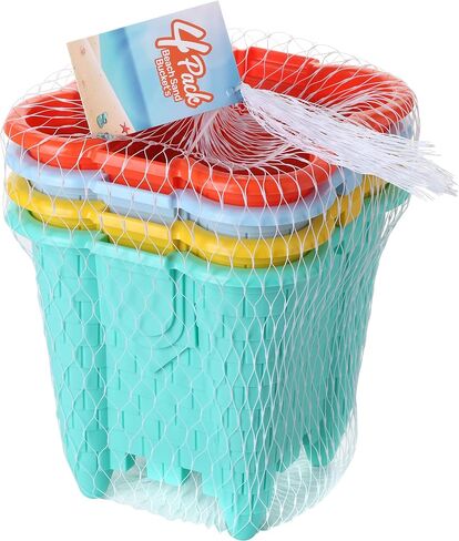 Dazmers 4 Pack Sand Castles Beach Buckets Toy Set,Colorful Sandcastle Mould Pails for Kids and Toddlers, Beach Party Summer Activities Fun (Round Castle) in Saudi Arabia