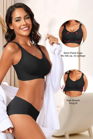 Vertvie Women's Seamless Wireless Push Up Bras with Support and Lift No Underwire Bralettes Full Coverage Sport Everyday Bra in Kuwait