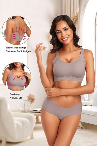 Vertvie Women's Seamless Wireless Push Up Bras with Support and Lift No Underwire Bralettes Full Coverage Sport Everyday Bra in Kuwait