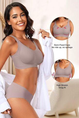 Vertvie Women's Seamless Wireless Push Up Bras with Support and Lift No Underwire Bralettes Full Coverage Sport Everyday Bra in Kuwait