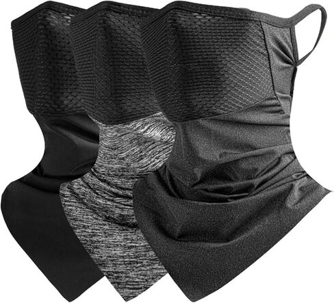 3 Pack Triangular Hanging Ear Mask, Summer Sun Protection Cycling Face Cover Ice Silk Mask, Neck Gaiter Bandana for Outdoor in Saudi Arabia