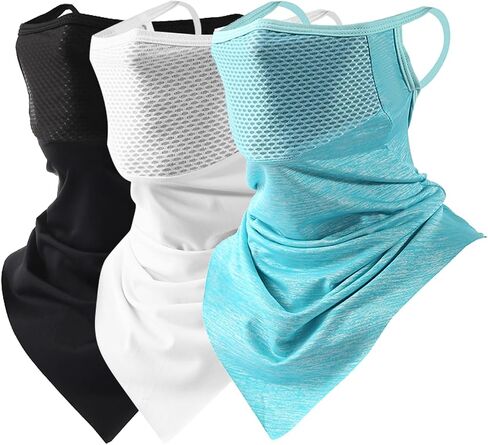 3 Pack Triangular Hanging Ear Mask, Summer Sun Protection Cycling Face Cover Ice Silk Mask, Neck Gaiter Bandana for Outdoor in Saudi Arabia
