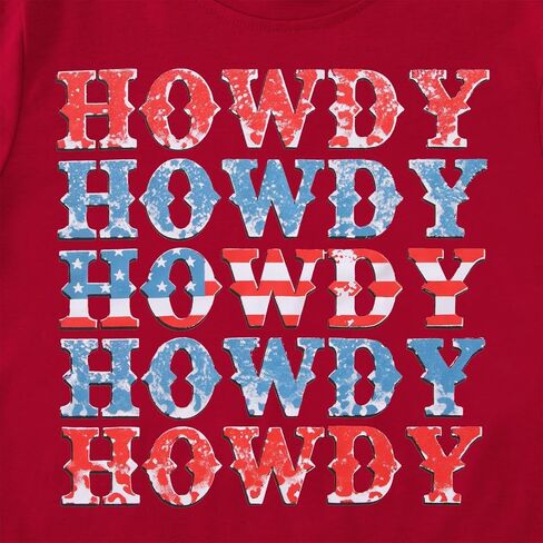 KEKEMI Boys Girls 4th of July Howdy Tee Shirt Independence Day USA Patriotic Tops American Western Style Short Sleeve T-Shirt in Saudi Arabia