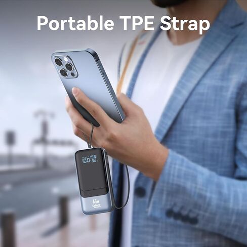 65W Power Bank Portable Battery Pack 65W PD Fast Charging Power Pack for Laptop with Bulit-in USB C&IOS Cable External Power Battery Bank Charger for MacBook Pro/Air, iPhone 15 14, Samsung, Switch in Saudi Arabia