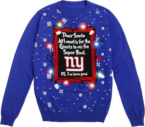 FOCO Men's NFL Team Logo Light Up Dear Santa Holiday Ugly Sweater in Saudi Arabia