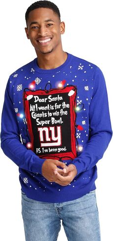 FOCO Men's NFL Team Logo Light Up Dear Santa Holiday Ugly Sweater in Saudi Arabia