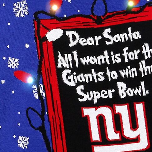 FOCO Men's NFL Team Logo Light Up Dear Santa Holiday Ugly Sweater in Saudi Arabia