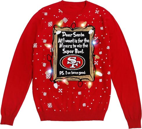 FOCO Men's NFL Team Logo Light Up Dear Santa Holiday Ugly Sweater in Saudi Arabia