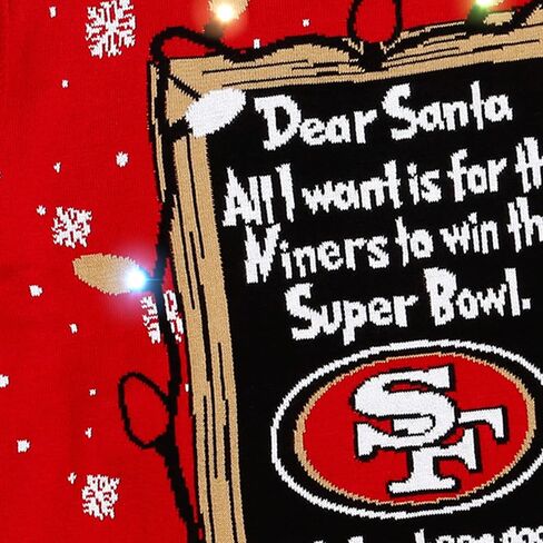 FOCO Men's NFL Team Logo Light Up Dear Santa Holiday Ugly Sweater in Saudi Arabia