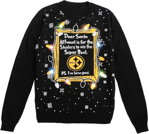 FOCO Men's NFL Team Logo Light Up Dear Santa Holiday Ugly Sweater in Saudi Arabia