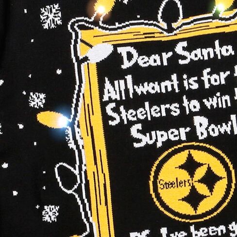 FOCO Men's NFL Team Logo Light Up Dear Santa Holiday Ugly Sweater in Saudi Arabia