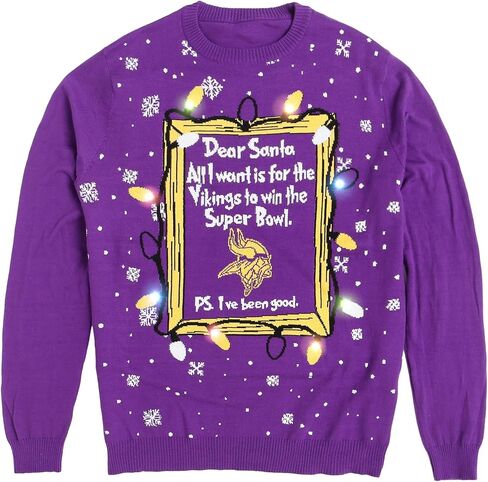 FOCO Men's NFL Team Logo Light Up Dear Santa Holiday Ugly Sweater in Saudi Arabia