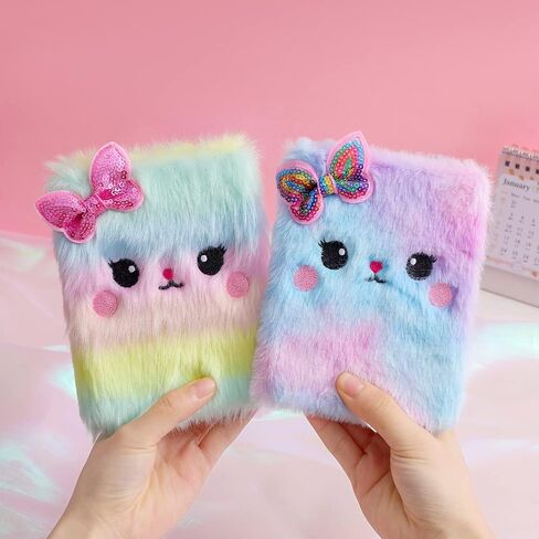Cute Fox Plush Mini Pocket Notebook for Kids Girls, Cartoon Fuzzy Writing Drawing Pad Personal Journal Diary Notepad with Lined Paper in Saudi Arabia