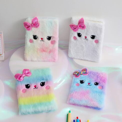 Cute Fox Plush Mini Pocket Notebook for Kids Girls, Cartoon Fuzzy Writing Drawing Pad Personal Journal Diary Notepad with Lined Paper in Saudi Arabia