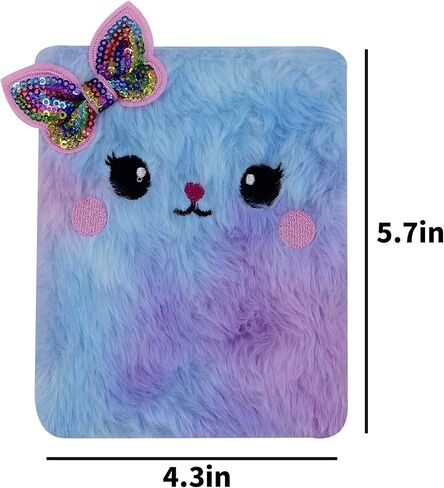 Cute Fox Plush Mini Pocket Notebook for Kids Girls, Cartoon Fuzzy Writing Drawing Pad Personal Journal Diary Notepad with Lined Paper in Saudi Arabia