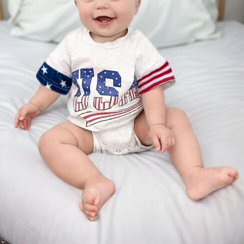 4th of july baby boy girl outfit newborn Infant Oversize Bubble Romper 4th of july baby boy girl in Saudi Arabia