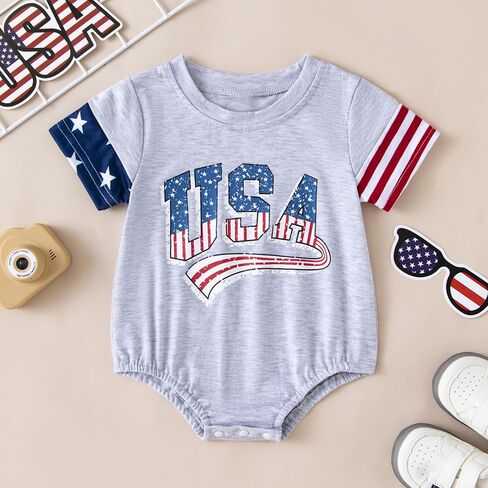4th of july baby boy girl outfit newborn Infant Oversize Bubble Romper 4th of july baby boy girl in Saudi Arabia
