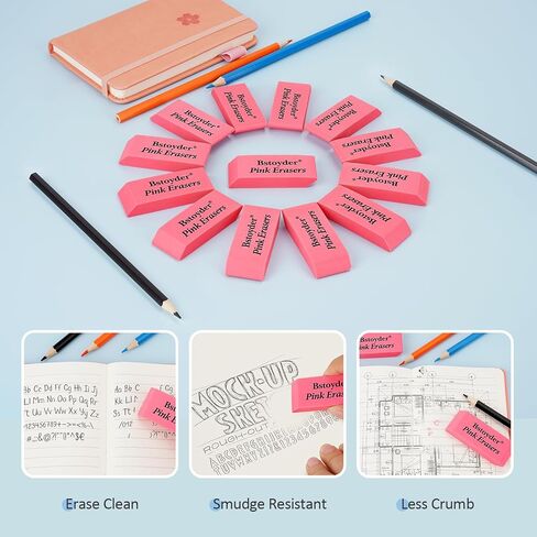 محايات وردية، 120 عبوة من محايات أقلام الرصاص المطاطية للأطفال/الطلاب/المدرسين/الفنانين، محايات مشطوفة ناعمة وردية اللون خالية من اللاتكس للفصول الدراسية والمكتب والمنزل ومستلزمات الاستوديو in Kuwait