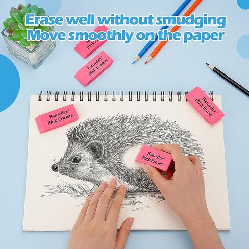 محايات وردية، 120 عبوة من محايات أقلام الرصاص المطاطية للأطفال/الطلاب/المدرسين/الفنانين، محايات مشطوفة ناعمة وردية اللون خالية من اللاتكس للفصول الدراسية والمكتب والمنزل ومستلزمات الاستوديو in Kuwait