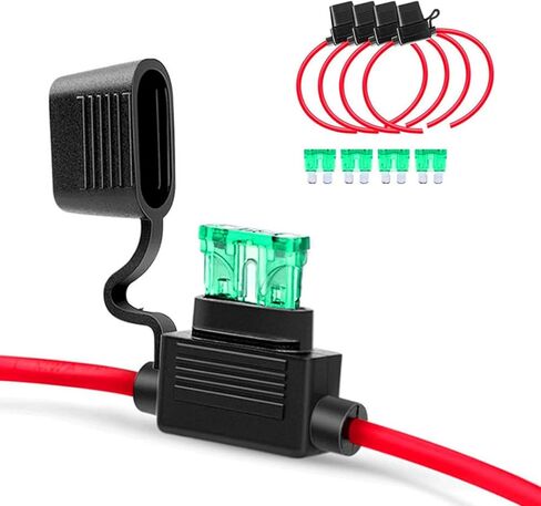 5 PCS Car Fuse Holder Protection Adapter, 12AWG IP68 Waterproof ABS Metal Fuse Holder with 30A ATC/ATO Fuse, Universal Durable Automotive Fuse Line Holder Replacement Accessories (Black) in Saudi Arabia