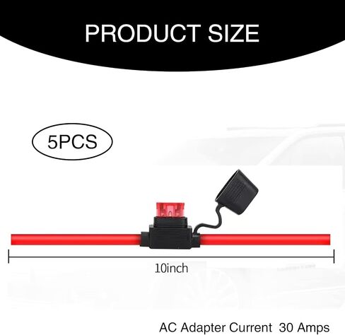5 PCS Car Fuse Holder Protection Adapter, 12AWG IP68 Waterproof ABS Metal Fuse Holder with 30A ATC/ATO Fuse, Universal Durable Automotive Fuse Line Holder Replacement Accessories (Black) in Saudi Arabia