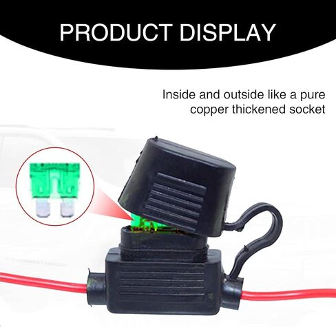 5 PCS Car Fuse Holder Protection Adapter, 12AWG IP68 Waterproof ABS Metal Fuse Holder with 30A ATC/ATO Fuse, Universal Durable Automotive Fuse Line Holder Replacement Accessories (Black) in Saudi Arabia