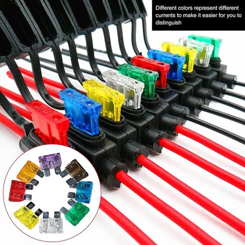5 PCS Car Fuse Holder Protection Adapter, 12AWG IP68 Waterproof ABS Metal Fuse Holder with 30A ATC/ATO Fuse, Universal Durable Automotive Fuse Line Holder Replacement Accessories (Black) in Saudi Arabia