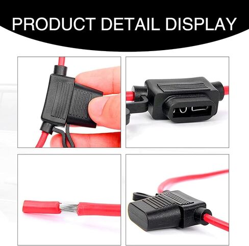 5 PCS Car Fuse Holder Protection Adapter, 12AWG IP68 Waterproof ABS Metal Fuse Holder with 30A ATC/ATO Fuse, Universal Durable Automotive Fuse Line Holder Replacement Accessories (Black) in Saudi Arabia