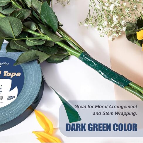 Green Floral Tape - Flower Wrap Adhesive Tape Bouquet Stem Wrapping and Floral Crafts, Wedding Bouquet Tape - 1/2 inch Wide and 180 FT Long in Saudi Arabia