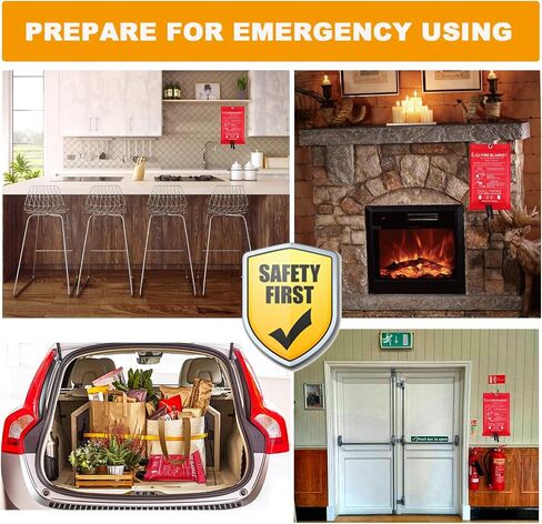 Fire Blanket for Home and Kitchen - Emergency Fire Blanket Extinguishers for House Fire Blankets Home Safety Fireproof Fire Retardant Blankets Grease Warehouse Office 3.3ft x 3.3ft in Saudi Arabia