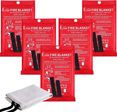 Fire Blanket for Home and Kitchen - Emergency Fire Blanket Extinguishers for House Fire Blankets Home Safety Fireproof Fire Retardant Blankets Grease Warehouse Office 3.3ft x 3.3ft in Saudi Arabia