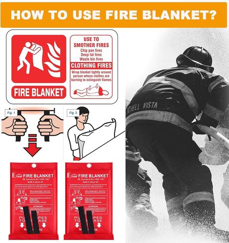 Fire Blanket for Home and Kitchen - Emergency Fire Blanket Extinguishers for House Fire Blankets Home Safety Fireproof Fire Retardant Blankets Grease Warehouse Office 3.3ft x 3.3ft in Saudi Arabia