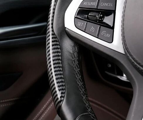 Universal 2 Packs Carbon Fiber Anti-Skid Steering Wheel Cover Safe Non Slip Car Accessory Fit 99% 14-15 Inch Car Interior Accessories Black in Saudi Arabia